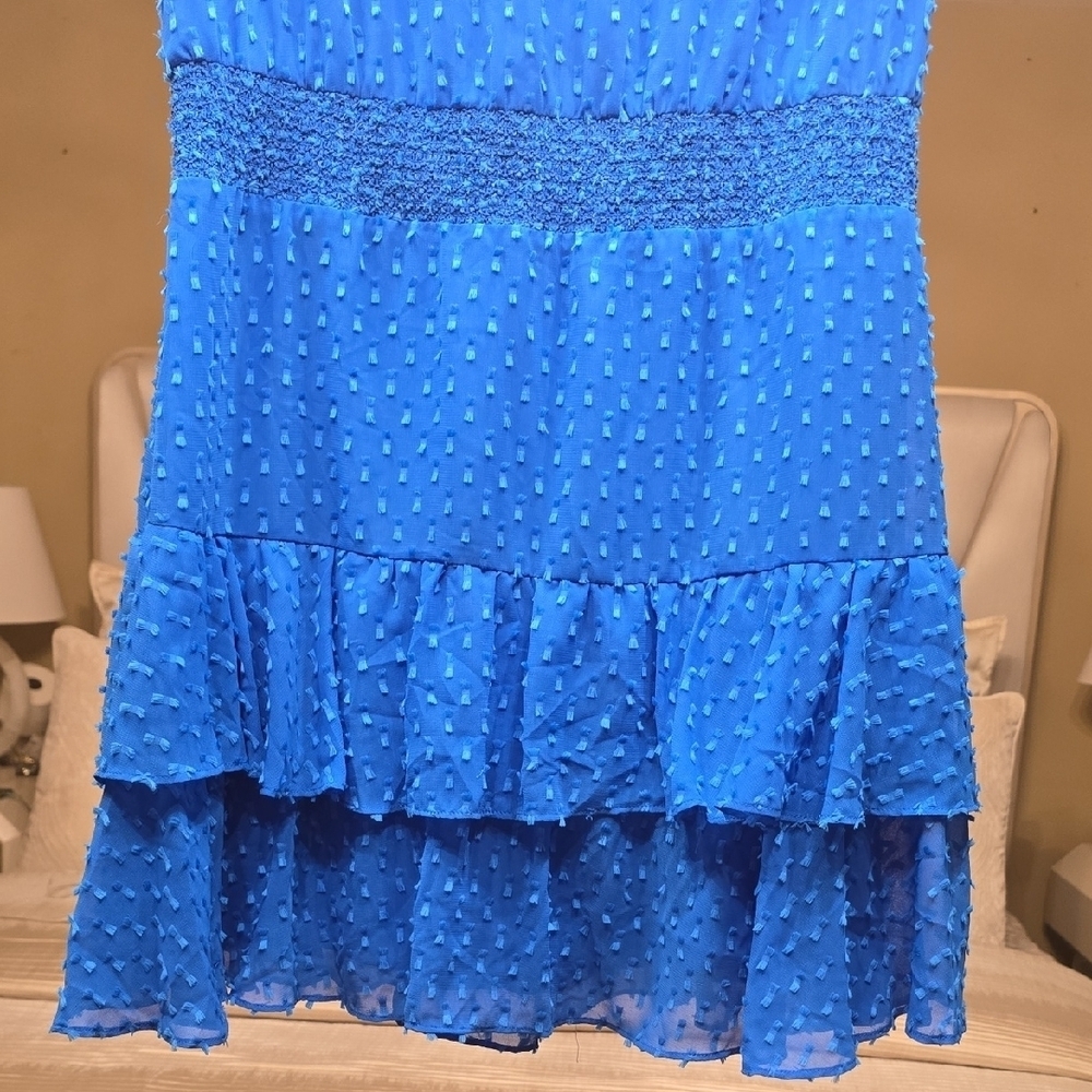 Alice + Olivia Blue Ruffle Sleeve Mini Dress No Tag See Mesurements - Picture 6 of 15
